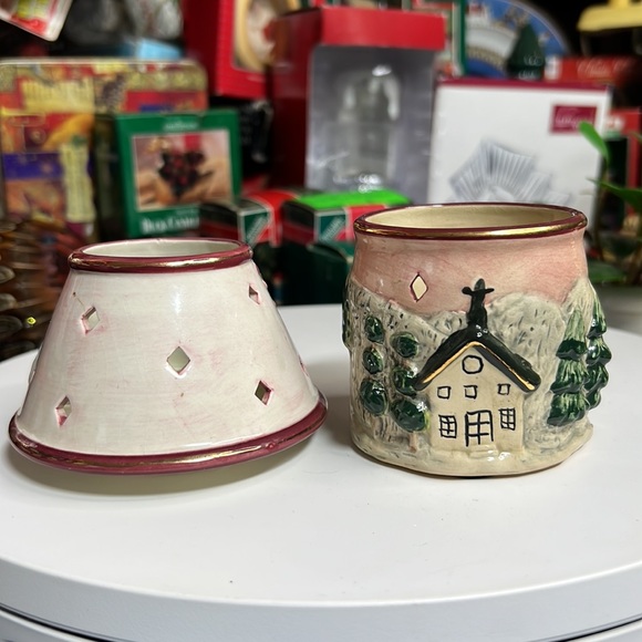 Kimberly Designs 2001 Ceramic 2Pc Votive Tea Light Candle Holder Angel Winter - Picture 6 of 9